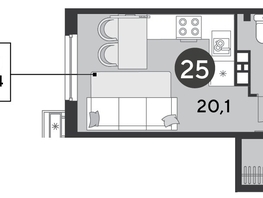 Продается Студия ЖК Парк Победы 2, литера 6, 24.4  м², 4982480 рублей