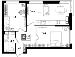 Продается 2-комнатная квартира ЖК DOGMA PARK (Догма парк), лит 20, 53.5  м², 8656300 рублей