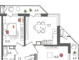 Продается 2-комнатная квартира ЖК Рекорд 2, литера 5, 70.3  м&sup2;, 14123270 рублей
