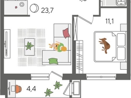 Продается 1-комнатная квартира ЖК Рекорд 2, литера 2, 48.7  м&sup2;, 12077600 рублей