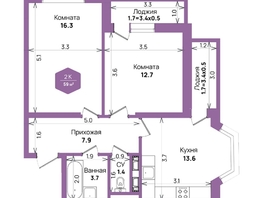 Продается 2-комнатная квартира ЖК Бауинвест, литера 6.1, 59  м&sup2;, 9562284 рублей