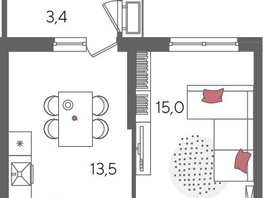Продается 1-комнатная квартира ЖК Рекорд 2, литера 5, 42.2  м&sup2;, 9942320 рублей