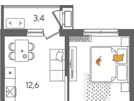 Продается 1-комнатная квартира ЖК Рекорд 2, литера 1, 41.4  м&sup2;, 10478340 рублей