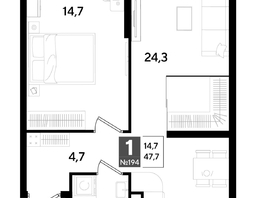 Продается 1-комнатная квартира ЖК DOGMA PARK (Догма парк), литера 18, 47.7  м&sup2;, 8328421 рублей