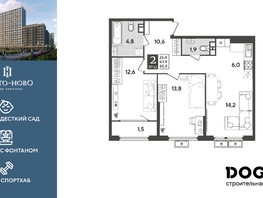 Продается 2-комнатная квартира ЖК Порто-Ново, литера 5, 65.4  м&sup2;, 10483620 рублей