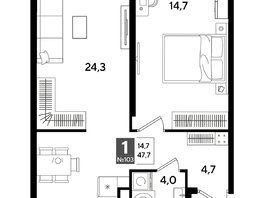 Продается 1-комнатная квартира ЖК DOGMA PARK (Догма парк), литера 18, 47.7  м&sup2;, 8352271 рублей