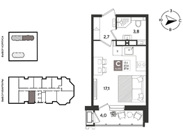 Продается Студия ЖК Рекорд 2, литера 3, 27.4  м&sup2;, 8206300 рублей