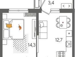 Продается 1-комнатная квартира ЖК Рекорд 2, литера 5, 41.6  м&sup2;, 9859200 рублей