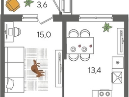 Продается 1-комнатная квартира ЖК Рекорд 2, литера 2, 41.8  м&sup2;, 10190840 рублей