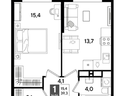 Продается 1-комнатная квартира ЖК DOGMA PARK (Догма парк), литера 18, 39.3  м&sup2;, 7463070 рублей