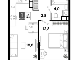 Продается 1-комнатная квартира ЖК DOGMA PARK (Догма парк), литера 18, 39.4  м&sup2;, 7887880 рублей