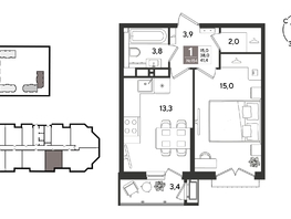 Продается 1-комнатная квартира ЖК Рекорд 2, литера 6, 41.4  м&sup2;, 10875780 рублей