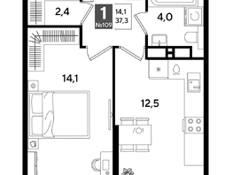 Продается 1-комнатная квартира ЖК DOGMA PARK (Догма парк), литера 18, 37.3  м&sup2;, 7620390 рублей
