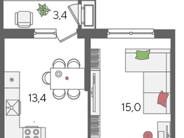 Продается 1-комнатная квартира ЖК Рекорд 2, литера 5, 41.6  м&sup2;, 10329280 рублей