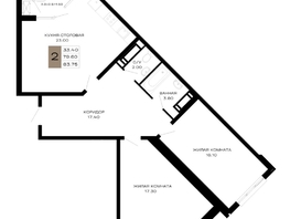 Продается 2-комнатная квартира ЖК Сердце, 83.75  м&sup2;, 34756250 рублей