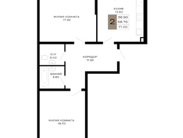 Продается 2-комнатная квартира ЖК Сердце, 71  м&sup2;, 28755000 рублей