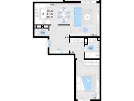 Продается 2-комнатная квартира ЖК Фонтаны, литер 19, 65.27  м&sup2;, 11422250 рублей