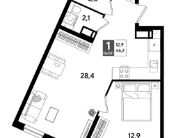 Продается 1-комнатная квартира ЖК DOGMA PARK (Догма парк), лит 13, 46.2  м&sup2;, 8246701 рублей