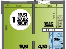 Продается 1-комнатная квартира ЖК Город у моря, литера 22, 38.81  м&sup2;, 7927000 рублей
