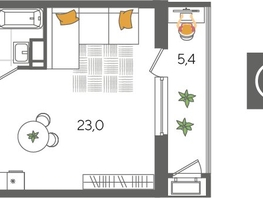 Продается Студия ЖК Рекорд 2, литера 1, 32.1  м&sup2;, 8634900 рублей