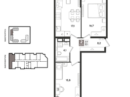 Продается 2-комнатная квартира ЖК Рекорд 2, литера 5, 68.7  м&sup2;, 14571270 рублей