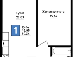 Продается 1-комнатная квартира ЖК Резиденция морей, корпус Д1, 50.34  м&sup2;, 11326500 рублей