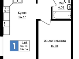 Продается 1-комнатная квартира ЖК Резиденция морей, корпус Д1, 54.84  м&sup2;, 12613200 рублей