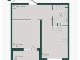 Продается 1-комнатная квартира ЖК Ботаника, литер 1.2, 39.1  м&sup2;, 6240360 рублей
