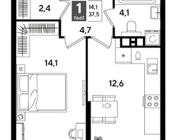 Продается 1-комнатная квартира ЖК ДОГМА ПАРК, литера 18, 37.5  м&sup2;, 7387500 рублей