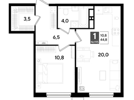 Продается 1-комнатная квартира ЖК ДОГМА ПАРК, литера 18, 44.8  м&sup2;, 8167040 рублей