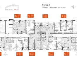 Продается 2-комнатная квартира ЖК Все Свои ВИП, литера 3, 59.55  м&sup2;, 14887500 рублей