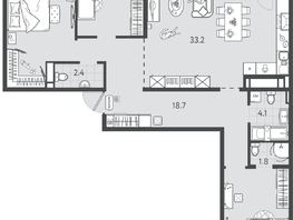 Продается 3-комнатная квартира ЖК Все Свои ВИП, литер 7, 107.8  м&sup2;, 34496000 рублей