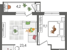 Продается 1-комнатная квартира ЖК Рекорд 2, литера 5, 48.5  м&sup2;, 11504200 рублей