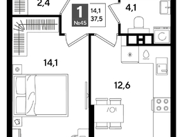 Продается 1-комнатная квартира ЖК ДОГМА ПАРК, литера 16, 37.5  м&sup2;, 7627500 рублей