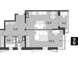Продается 2-комнатная квартира ЖК Парк Победы 2, литера 28, 74.9  м&sup2;, 11497150 рублей