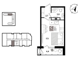 Продается Студия ЖК Рекорд 2, литера 1, 27.4  м&sup2;, 8052860 рублей