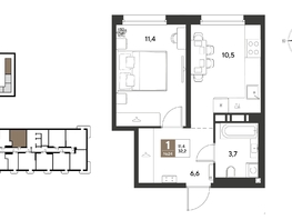 Продается 1-комнатная квартира ЖК ГРЕЙД, литер 13, 32.2  м&sup2;, 5889381 рублей