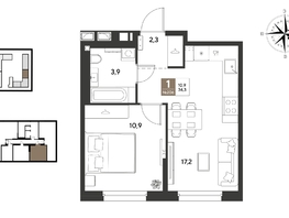 Продается 1-комнатная квартира ЖК ГРЕЙД, литер 13, 34.3  м&sup2;, 6174000 рублей