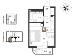 Продается Студия ЖК ГРЕЙД, литер 13, 24.8  м&sup2;, 4754160 рублей