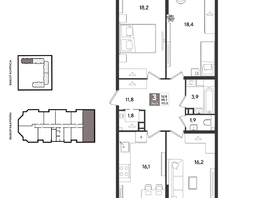 Продается 3-комнатная квартира ЖК Рекорд 2, литера 1, 100.4  м&sup2;, 19096080 рублей