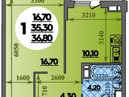 Продается 1-комнатная квартира ЖК Парк у дома, литера 7.3, 36.8  м&sup2;, 7079999 рублей