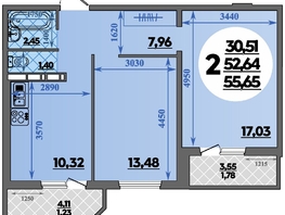 Продается 2-комнатная квартира ЖК Восточный, литера 42, 55.65  м&sup2;, 6478125 рублей