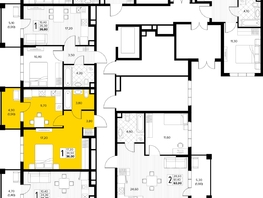 Продается 1-комнатная квартира ЖК Кипарис, литер 8, 36  м&sup2;, 12420000 рублей