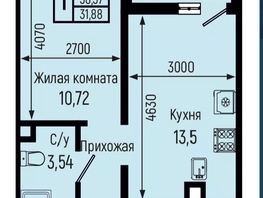 Продается 1-комнатная квартира ЖК Ботаника Хилс, лит 3, 31.92  м&sup2;, 8770000 рублей