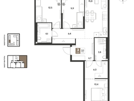 Продается 3-комнатная квартира ЖК ГРЕЙД, литер 14, 77.6  м&sup2;, 11802960 рублей