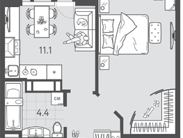 Продается 1-комнатная квартира ЖК Все Свои ВИП, литера 3, 38.7  м&sup2;, 10836000 рублей
