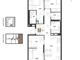 Продается 3-комнатная квартира ЖК ГРЕЙД, литер 13, 79.3  м&sup2;, 12172550 рублей