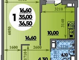 Продается 1-комнатная квартира ЖК Парк у дома, литера 7.3, 36.5  м&sup2;, 6510000 рублей