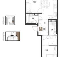 Продается 2-комнатная квартира ЖК ГРЕЙД, литер 13, 57  м&sup2;, 9120000 рублей