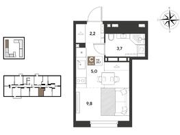 Продается Студия ЖК ГРЕЙД, литер 14, 20.7  м&sup2;, 4117230 рублей